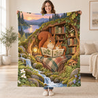 Squirrel Family Tales blanket, held open
