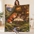 The Forest Reading Circle blanket, held open