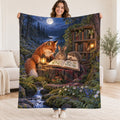 Moonlit Book Club blanket, held open