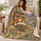 Meadow Poetry Friends blanket, wrapped around a reader