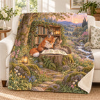 Meadow Poetry Friends blanket, on a sofa