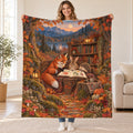 The Autumn Story Circle blanket, held open
