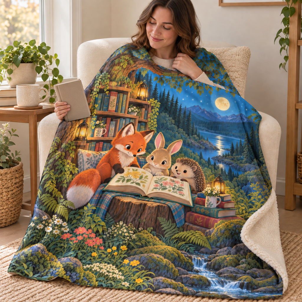 Tiny Readers Club blanket, wrapped around a reader