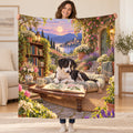 The Garden Library blanket, held open