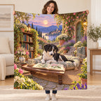 The Garden Library blanket, held open