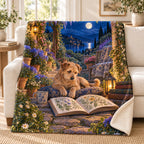 Moonlit Garden blanket, on a sofa