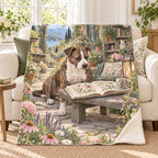 The Stone Bench blanket, on a sofa