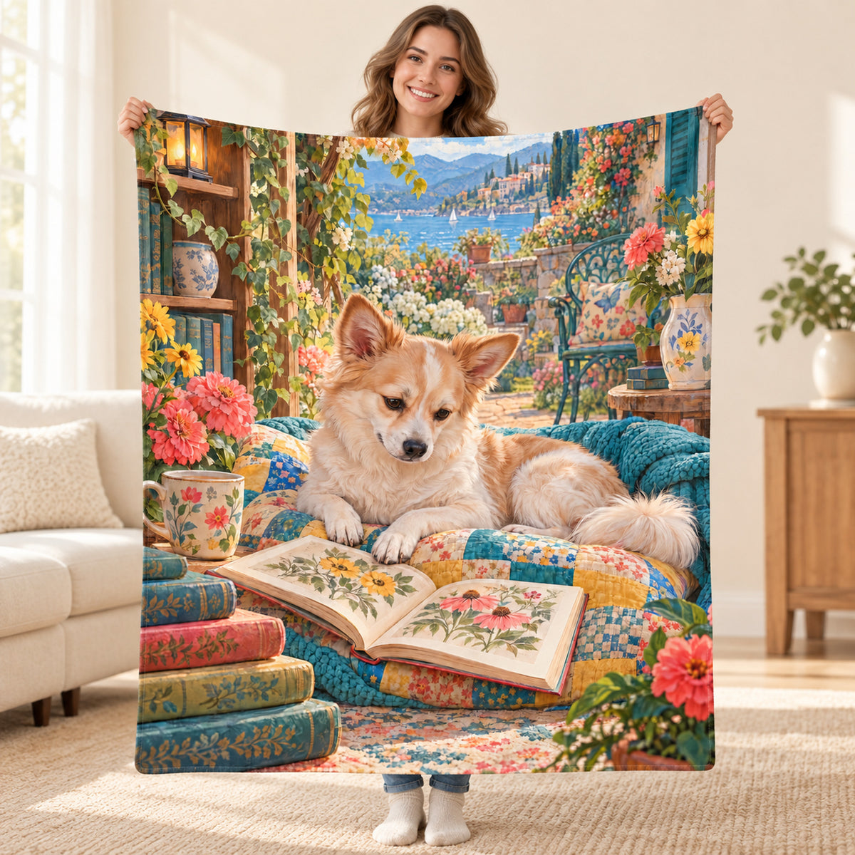 Patchwork Quilt Nap blanket, held open