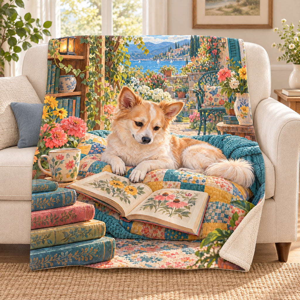 Patchwork Quilt Nap blanket, on a sofa