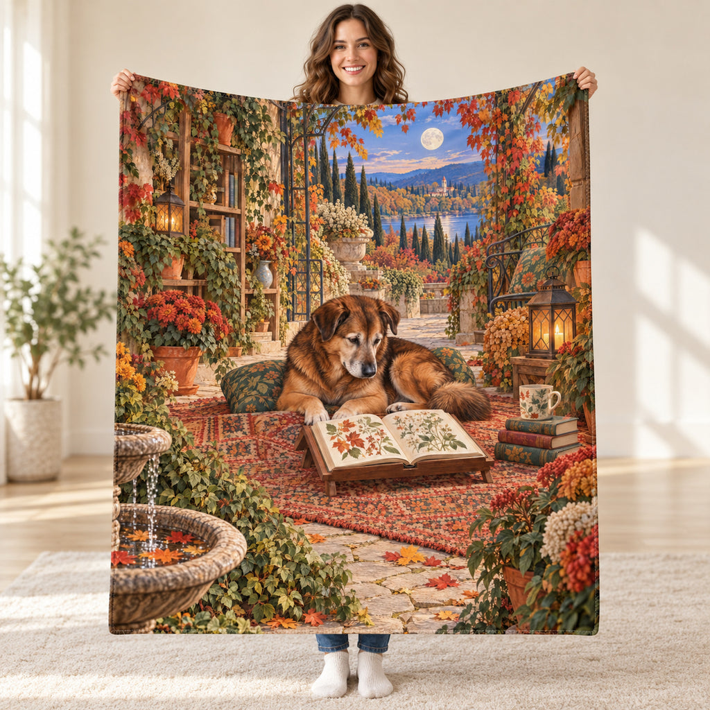 Autumn Lamplight blanket, held open