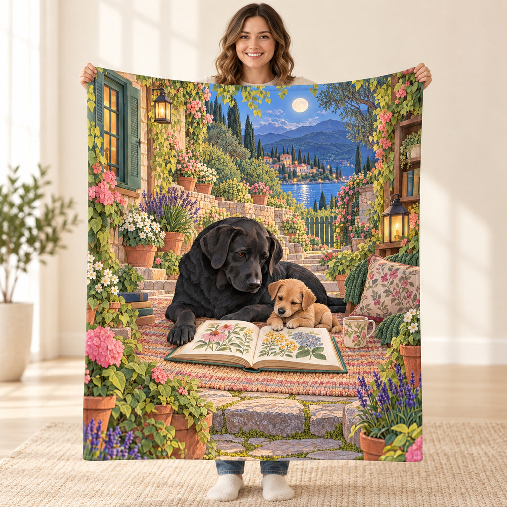 Two by the Book blanket, held open