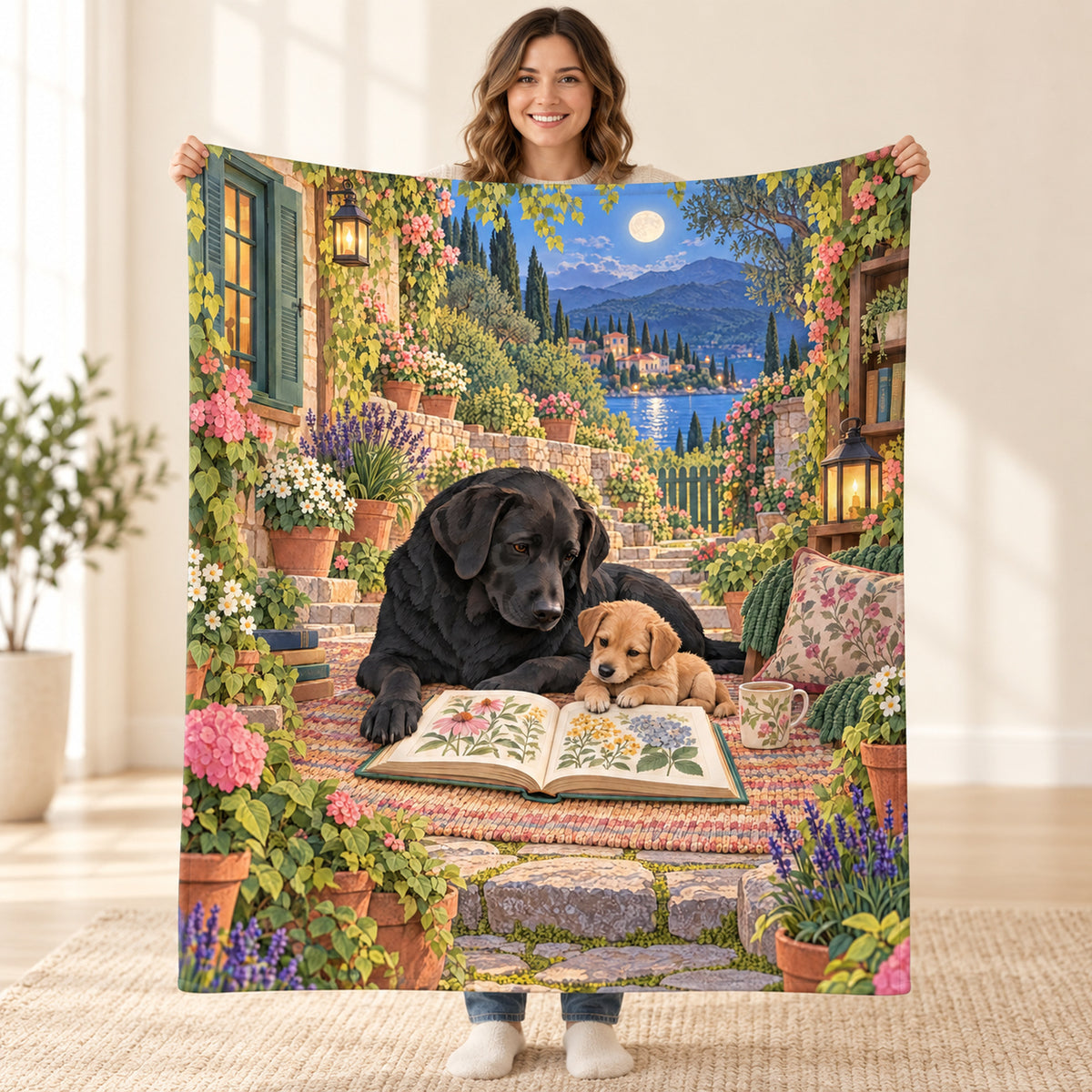 Two by the Book blanket, held open