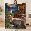 The Lakeside Reader blanket, held open