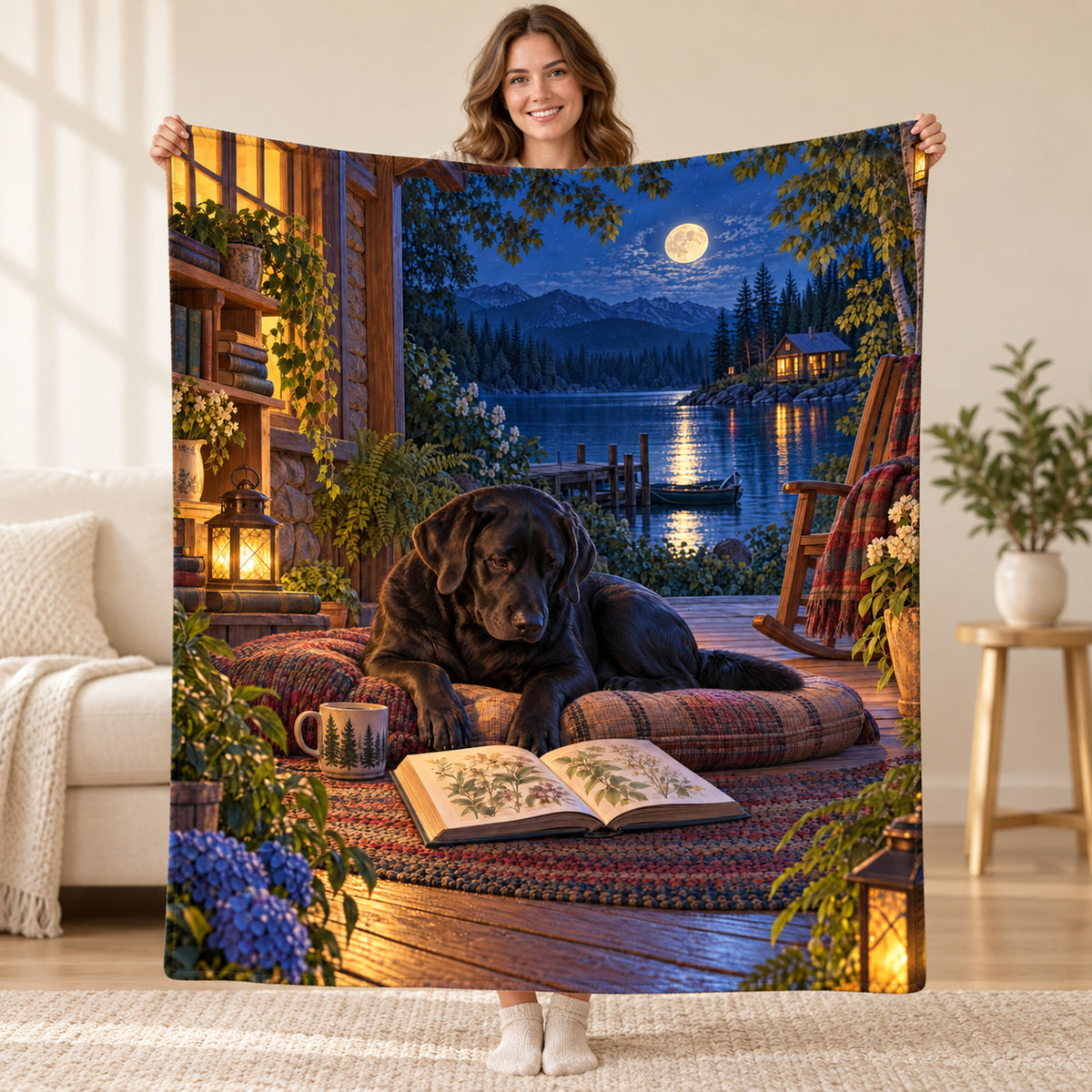 Moonlight on Water blanket, held open