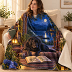 Moonlight on Water blanket, wrapped around a reader