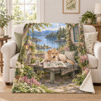 Lakeside Bench blanket, on a sofa