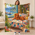 Cabin Window Quilt blanket, held open