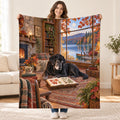 Fireside by the Lake blanket, held open