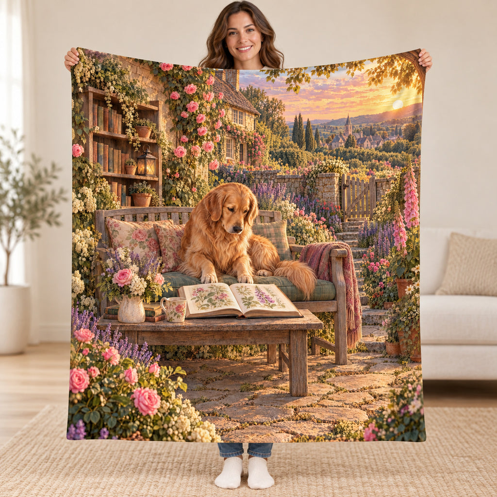 Golden Hour Chapters blanket, held open