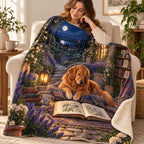 Moonlit Cypress blanket, wrapped around a reader
