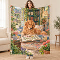 Tuscan Courtyard blanket, held open