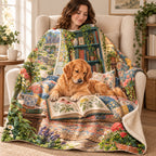 Tuscan Courtyard blanket, wrapped around a reader