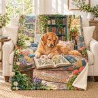 Tuscan Courtyard blanket, on a sofa