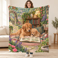 Golden and Pup blanket, held open