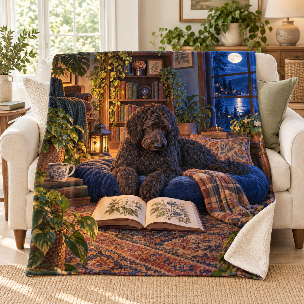 Moonlit Conservatory blanket, on a sofa