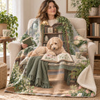 Greenhouse Bench blanket, wrapped around a reader