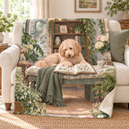Greenhouse Bench blanket, on a sofa