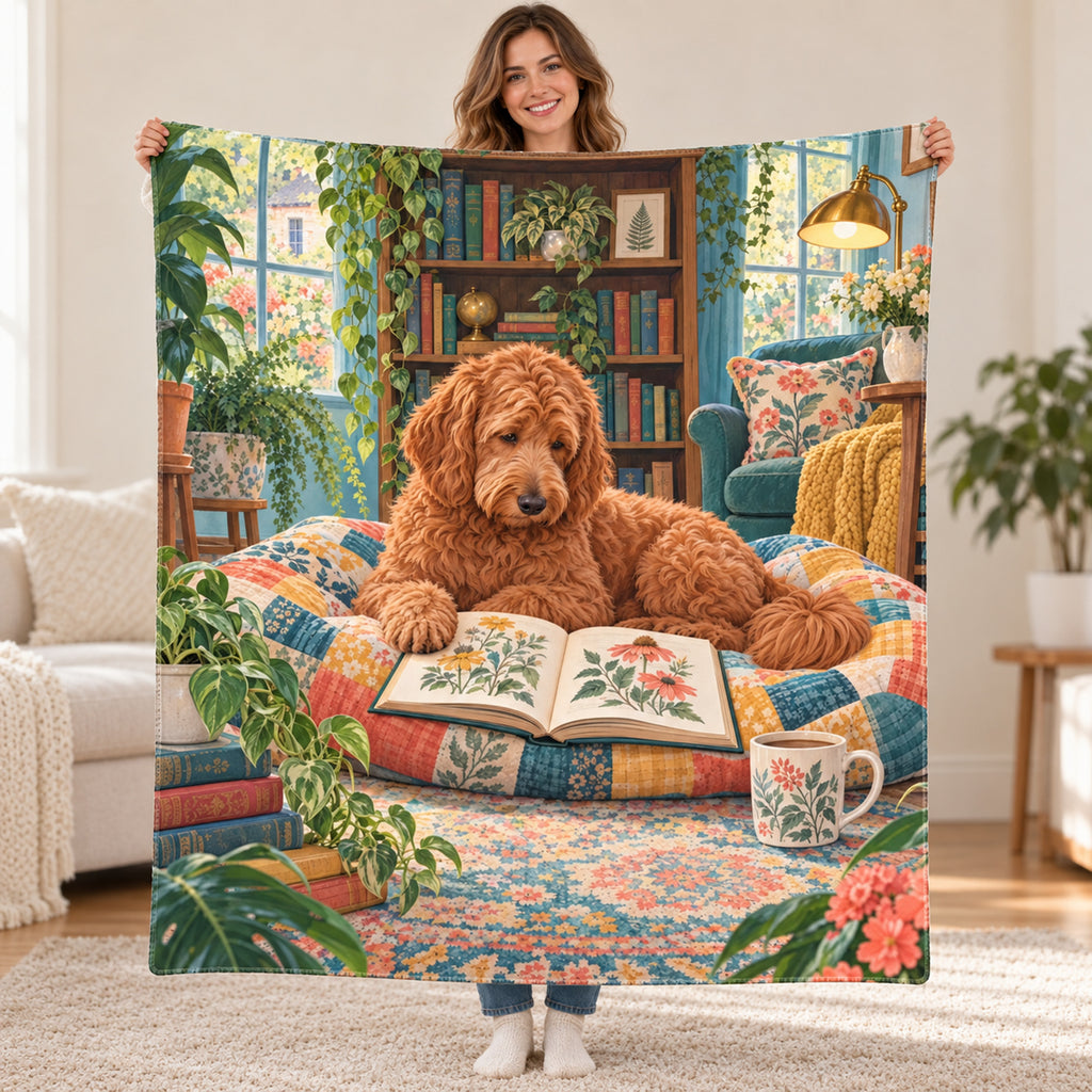 Patchwork Sunroom blanket, held open