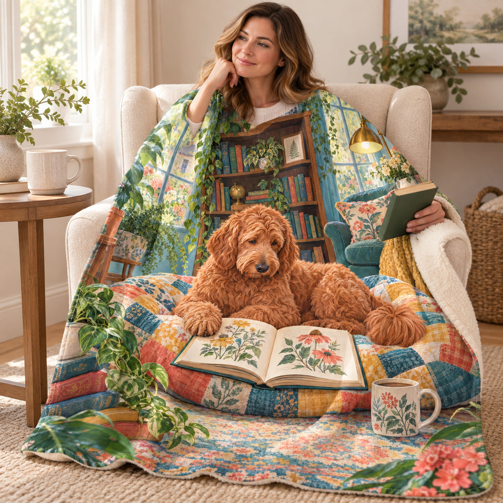 Patchwork Sunroom blanket, wrapped around a reader