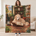 Fern and Lamplight blanket, held open