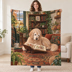 Fern and Lamplight blanket, held open