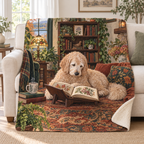 Fern and Lamplight blanket, on a sofa