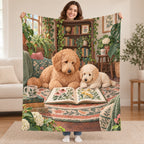 Doodle and Pup blanket, held open