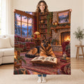 The Fireside Scholar blanket, held open