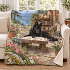 Alpine Stone Bench blanket, on a sofa