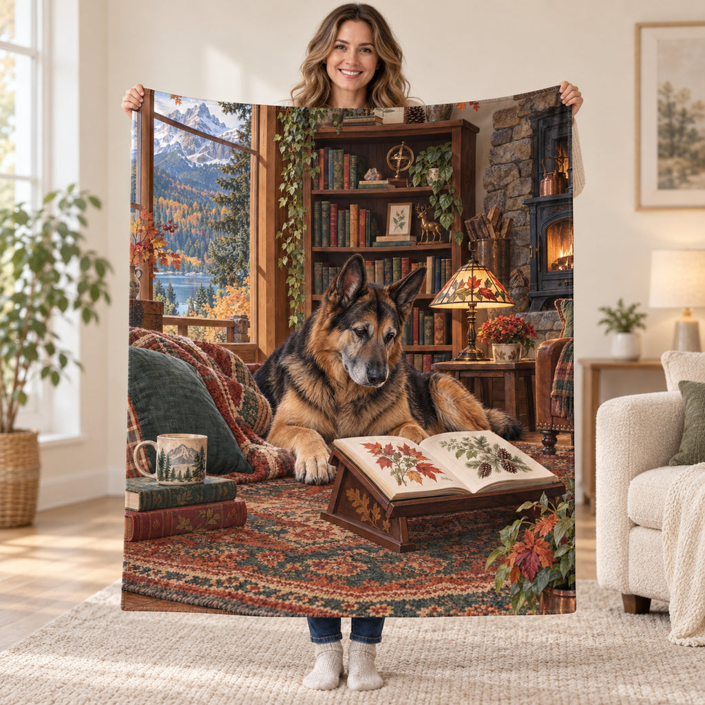Lakeview Lodge blanket, held open