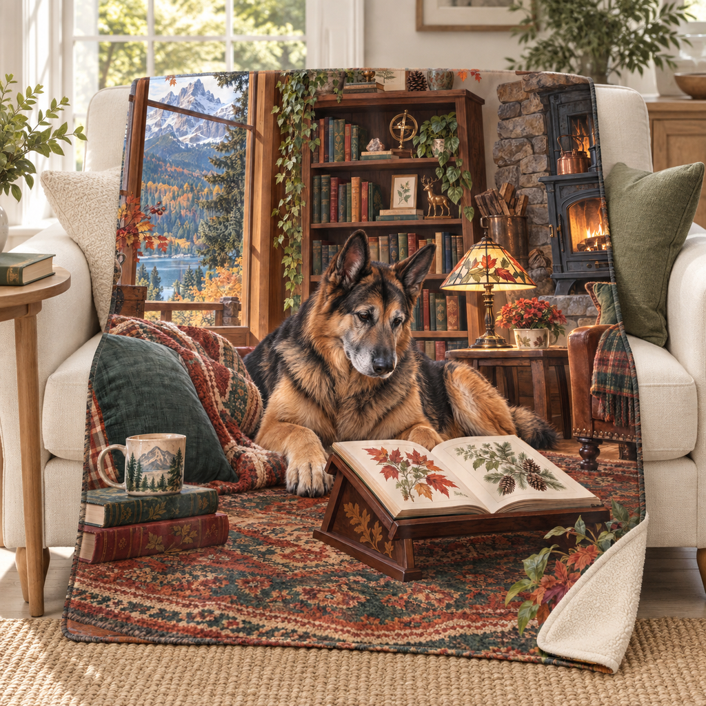 Lakeview Lodge blanket, on a sofa