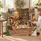 Shepherd and Pup blanket, on a sofa