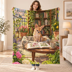Lemon Tree Balcony blanket, held open