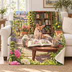Lemon Tree Balcony blanket, on a sofa