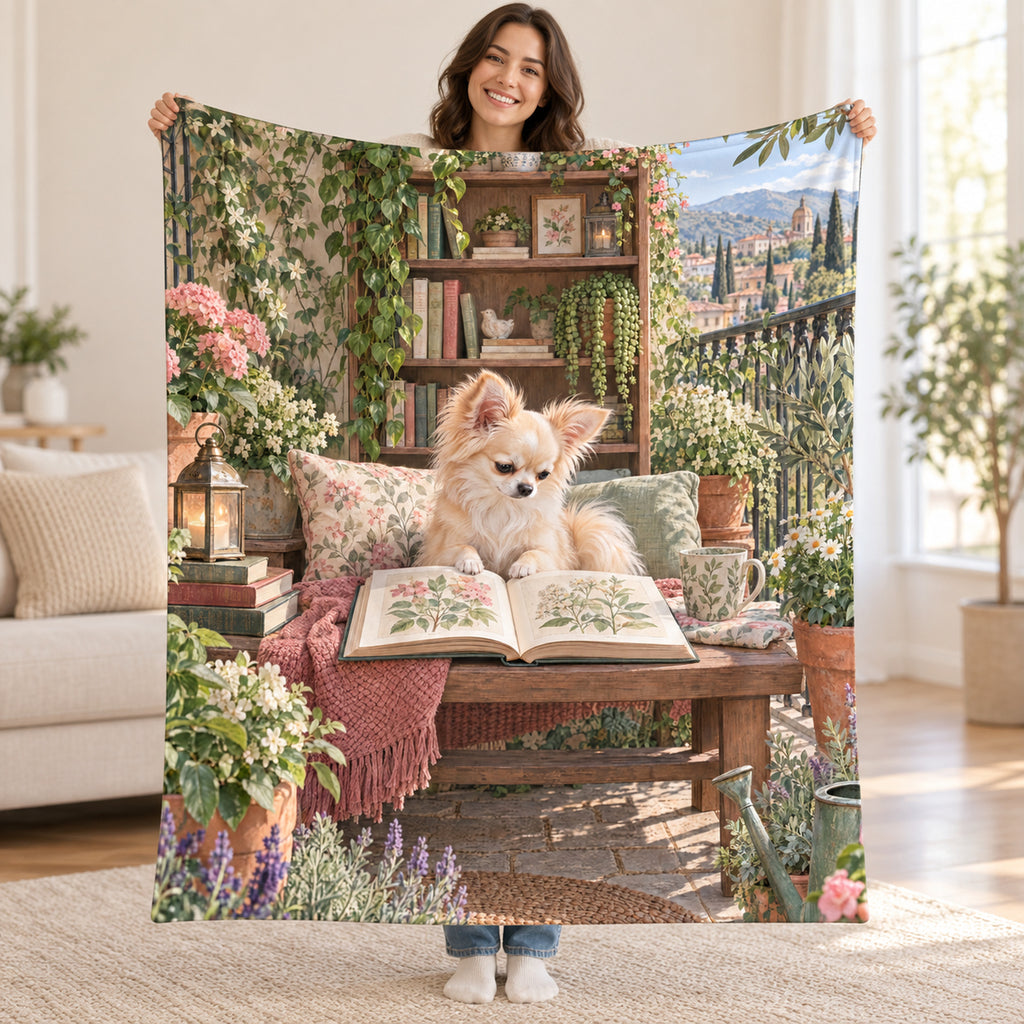 Jasmine Terrace blanket, held open