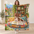 Patchwork Cushion blanket, held open