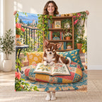 Patchwork Cushion blanket, held open
