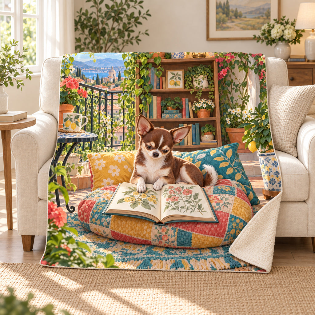 Patchwork Cushion blanket, on a sofa