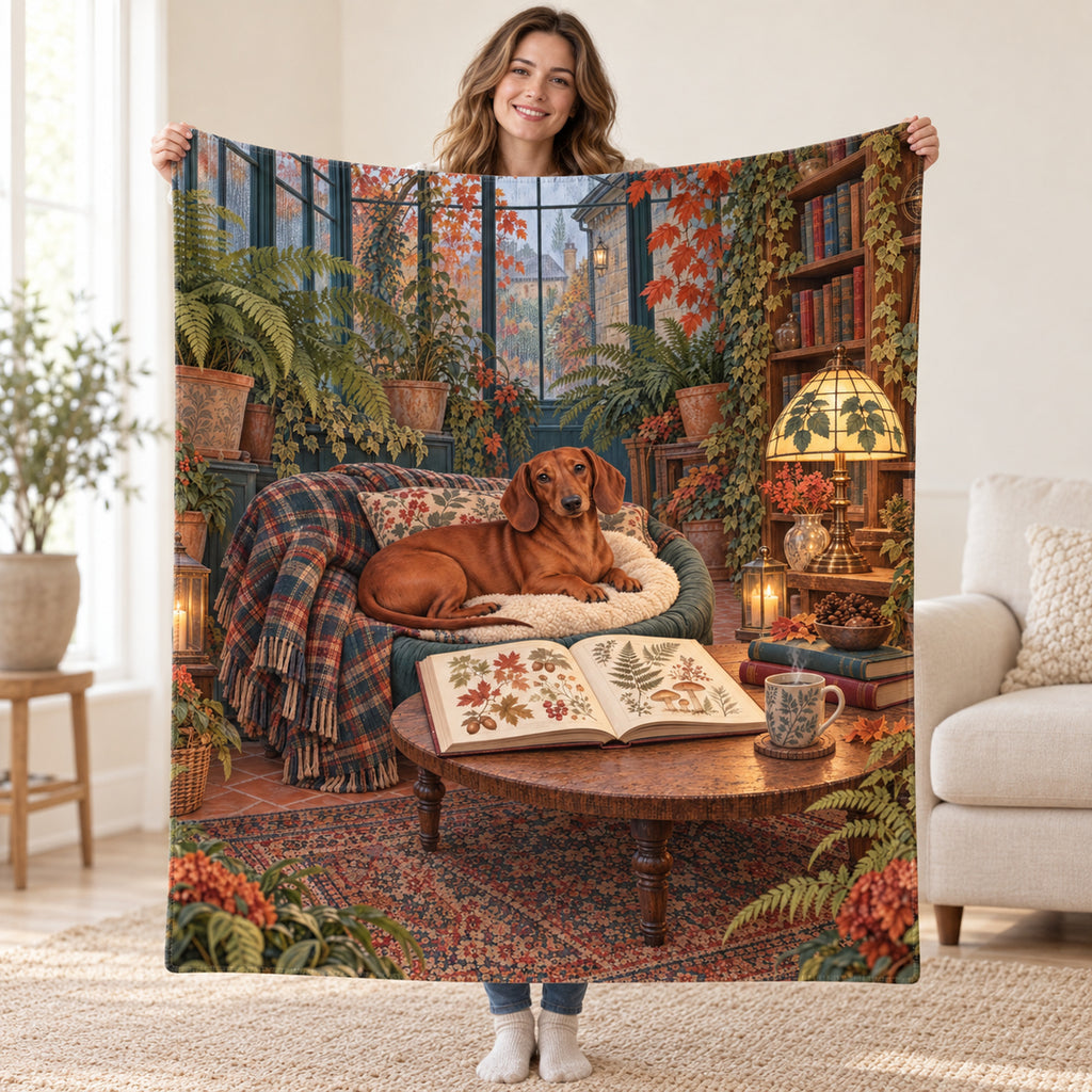 Tiffany Lamp Corner blanket, held open