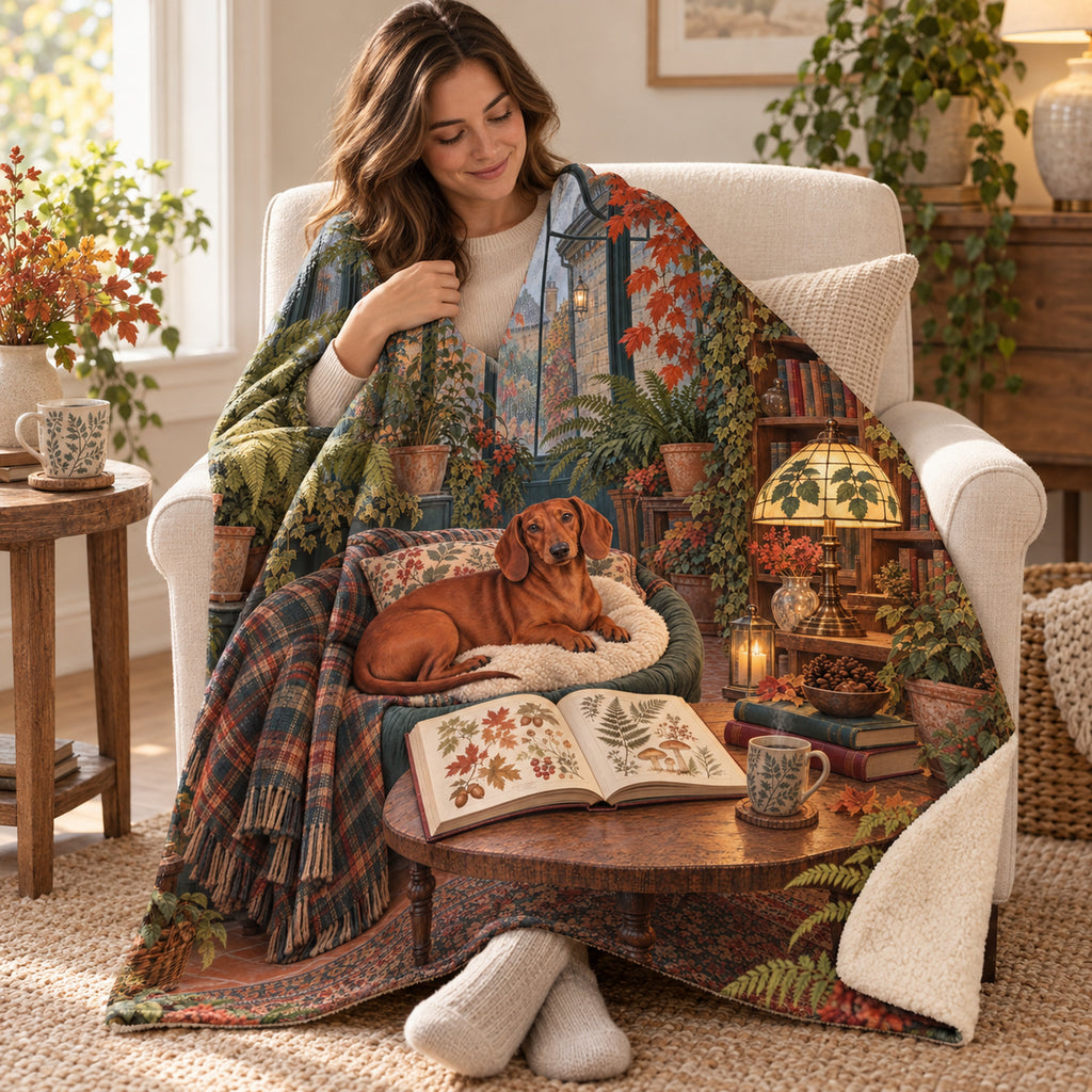 Tiffany Lamp Corner blanket, wrapped around a reader